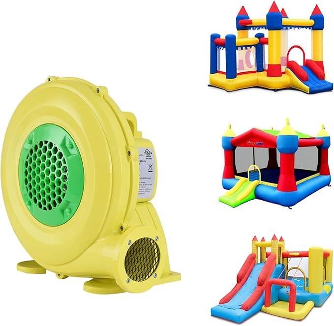 350W Air Blower, Pump Fan Commercial Inflatable Bouncer Blower, Perfect for Inflatable Water Bounce House, Jumper, Bouncy Castle Yellow - LeafyLoom