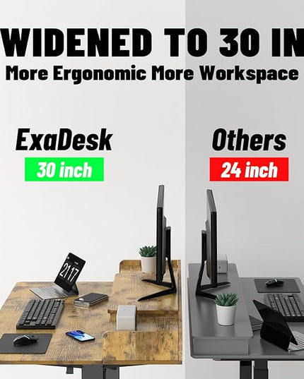 48×30 Inch Electric Standing Desk with 2 Drawers, Adjustable Height Widened Stand Up Desk with Storage Shelf, Sit to Stand Ergonomic Workstation for Home Office - LeafyLoom