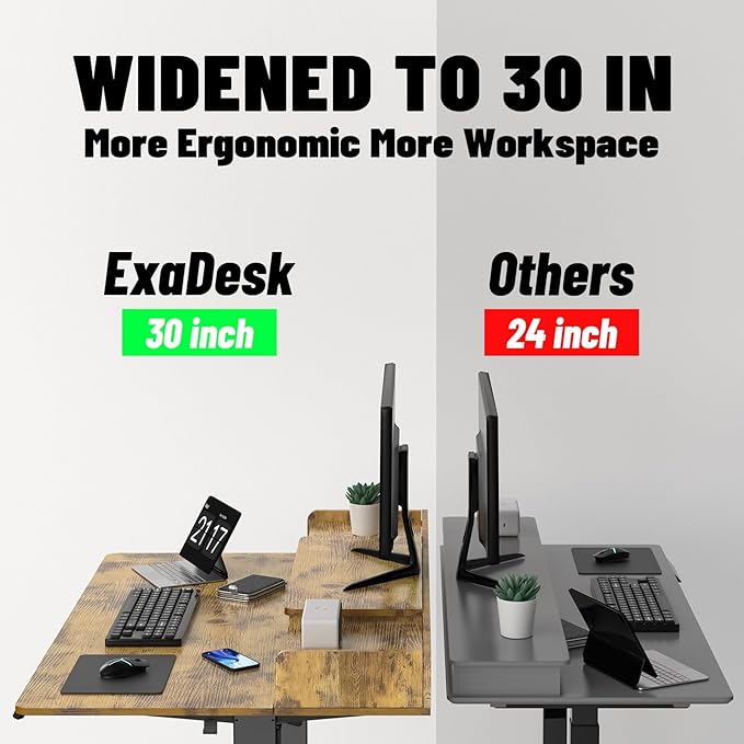 48×30 Inch Electric Standing Desk with 2 Drawers, Adjustable Height Widened Stand Up Desk with Storage Shelf, Sit to Stand Ergonomic Workstation for Home Office - LeafyLoom