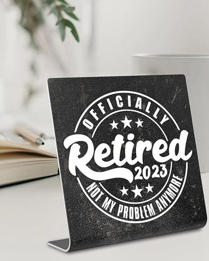 Officially Retired Office Desk Decor, Retirement Gifts For Women, Men, Coworker, Decoration On Shelf Table Desk for Living Room Office Bedroom Retired Teacher Nurse or Social Worker Gift dksg4 - LeafyLoom