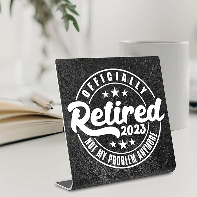 Officially Retired Office Desk Decor, Retirement Gifts For Women, Men, Coworker, Decoration On Shelf Table Desk for Living Room Office Bedroom Retired Teacher Nurse or Social Worker Gift dksg4 - LeafyLoom