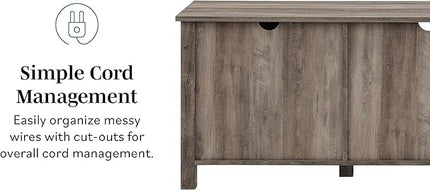 Walker Edison Portsmouth Classic 2 Glass Door TV Stand for TVs up to 80 Inches, 70 Inch, Birch - LeafyLoom