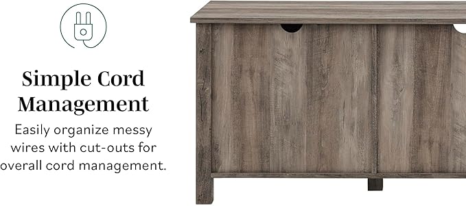 Walker Edison Portsmouth Classic 2 Glass Door Stand for TVs up to 80 Inches, 70 Inch, Dark Walnut - LeafyLoom