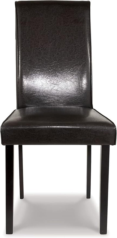 Signature Design by Ashley Kimonte Modern 19" Faux Leather Upholstered Armless Dining Chair, 2 Count, Dark Brown - LeafyLoom