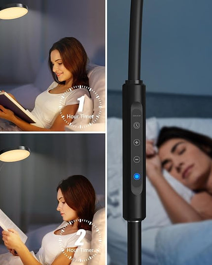 LED Floor Lamp, Height Adjustable Floor Lamps for Living Room, Super Bright Standing Lamp with Timer, Adjustable Colors & Brightness Floor lamp for Bedroom with Remote & Touch Control, Black - LeafyLoom