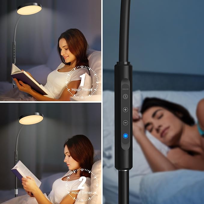 LED Floor Lamp, Height Adjustable Floor Lamps for Living Room, Super Bright Standing Lamp with Timer, Adjustable Colors & Brightness Floor lamp for Bedroom with Remote & Touch Control, Black - LeafyLoom