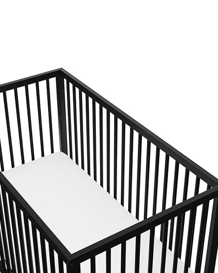 Graco Teddi 5-in-1 Convertible Crib (Black) – GREENGUARD Gold Certified, Converts to Daybed, Toddler & Twin Bed with Headboard and Footboard, Adjustable Mattress Height - LeafyLoom