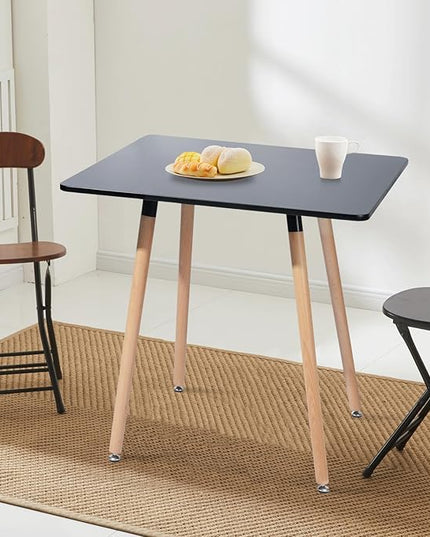 31.5 Inch Square Dining Table for 2-4 People, Modern Functional Table with Wooden Legs for Home Office Kitchen Dining Room Patio Small Spaces, Black - LeafyLoom