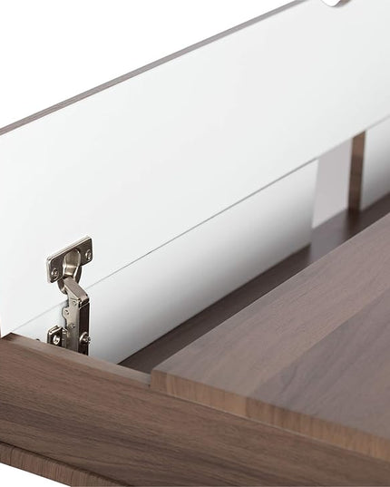 Calico Designs Alcove Modern Desk with Large Split Drawer Storage, White/Chestnut - LeafyLoom