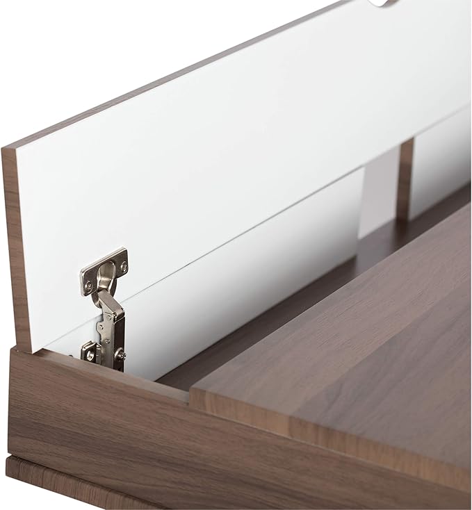 Calico Designs Alcove Modern Desk with Large Split Drawer Storage, White/Chestnut - LeafyLoom