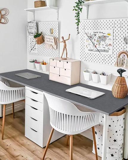 Kaboon Universal Tabletop 55"x20", Solid One-Piece Melamine Table Top, Double Desk L-Desk DIY, Home and Office, Greylish Blue - LeafyLoom