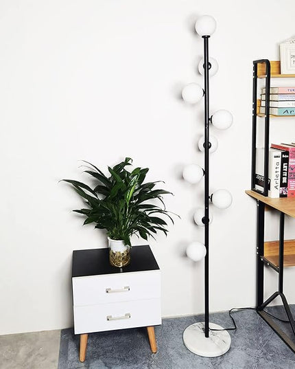 Hsyile Modern Creative Black Floor Lamp for Living Room,Bedroom,Office,Globe High Pole Standing Lamp, Tree Lamp,9 LED Bulbs included - LeafyLoom