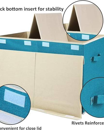 popoly Large Toy Box Chest Storage with Flip-Top Lid, Collapsible Toy Bin Storage Organizer for Boys, Kids, Girls, Toys, Playroom Organizers, 25"x13" x16"(Linen Teal) - LeafyLoom