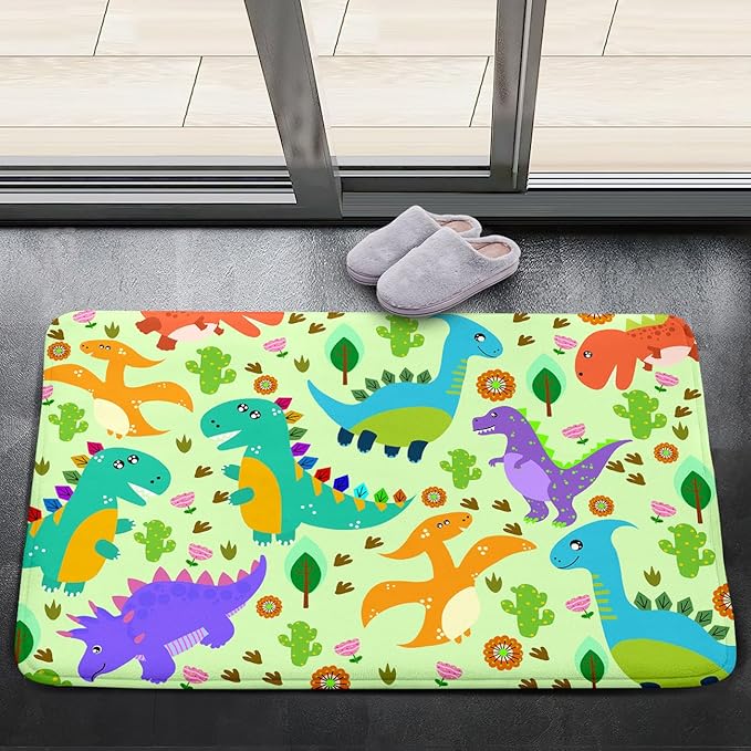 Dinosaur Carpet for Boys Room Dinosaur Play Rug Kids Rug Cartoon Dinosaur Carpet Dino Rug Dinosaur Area Rug for Bedroom Livingroom Playing Room,Green 2'×3' - LeafyLoom