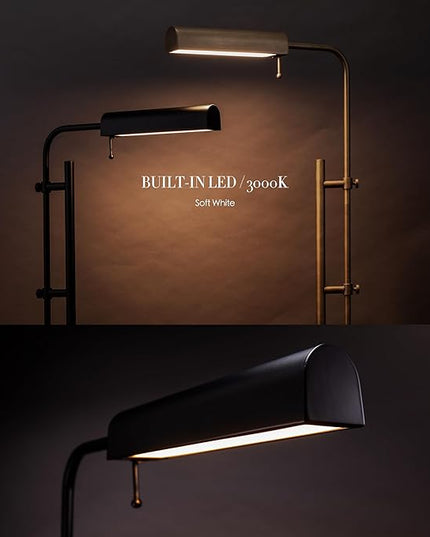 O'Bright Cedric Adjustable Pharmacy Floor Lamp - Industrial Design for Reading, Crafting, Work - 10W LED, Height 45-61 inches - Ideal for Living Room, Bedside, Office - Black - LeafyLoom