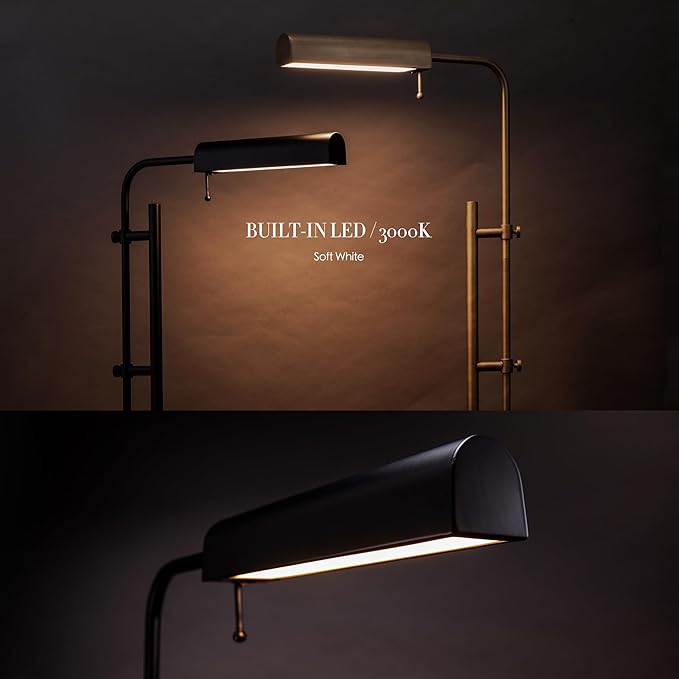 O'Bright Cedric Adjustable Pharmacy Floor Lamp - Industrial Design for Reading, Crafting, Work - 10W LED, Height 45-61 inches - Ideal for Living Room, Bedside, Office - Black - LeafyLoom