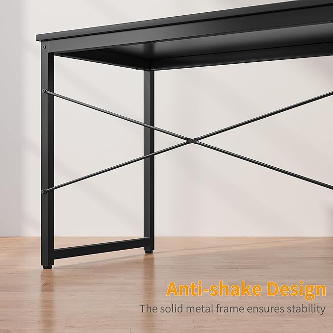 Cubiker Computer Desk 47 inch Home Office Writing Study Desk, Modern Simple Style Laptop Table with Storage Bag, Black - LeafyLoom