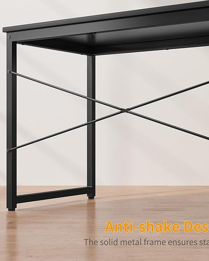 Cubiker Computer Desk 40 inch Home Office Writing Study Desk, Modern Simple Style Laptop Table with Storage Bag, Black - LeafyLoom