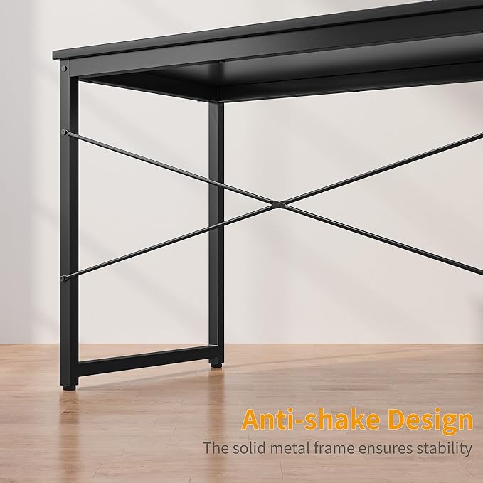 Cubiker Computer Desk 40 inch Home Office Writing Study Desk, Modern Simple Style Laptop Table with Storage Bag, Black - LeafyLoom