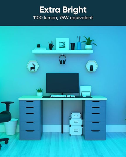 Wyze Bulb Color, 1100 Lumen WiFi RGB and Tunable White A19 Smart Bulb, Works with Alexa and Google Assistant, Four-Pack WYZE