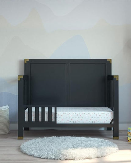 Baby Relax Miles 5-in-1 Convertible Crib, Solid Pine Wood, Black - LeafyLoom
