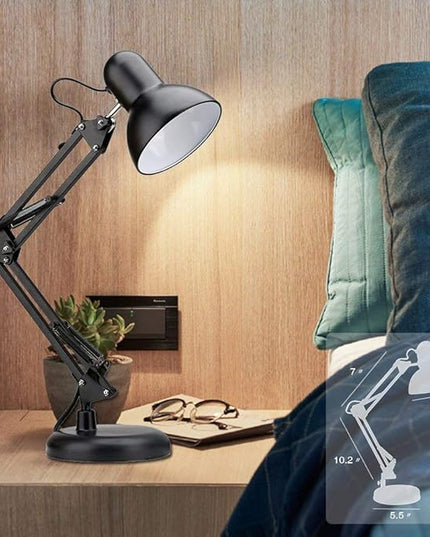 ShellKingdom Architect Task Lamp, Adjustable Swing Arm Desk Lamp with Clamp, Classic Desk Lamp for Home Office Reading (Black) - LeafyLoom