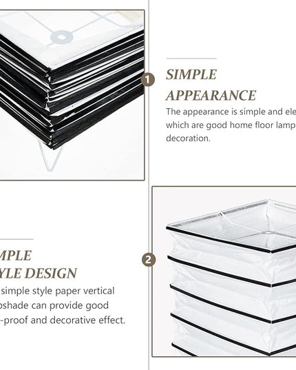 Uonlytech Rice Paper Paper Floor Lamp Shades Nordic Style Table Lampshades Chandelier Light Cover Protector for Home Hotel Bedside Desk Floor Lamp, Black Floor Lamps - LeafyLoom