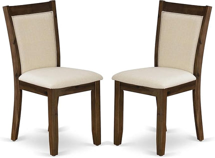 East West Furniture DLMZ5-AWA-32 Dublin 5 Piece Dining Room Furniture Set Includes a Round Kitchen Table with Dropleaf and 4 Parson Chairs, 42x42 Inch - LeafyLoom