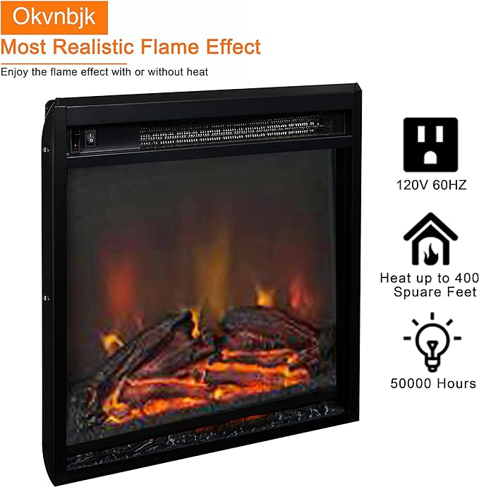Okvnbjk Fireplace TV Stand for TVs up to 70", Entertainment Center with 18" Electric Fireplace, Farmhouse TV Stand Industrial Media Console with Sliding Barn Door for Living Room, 58 Inch, White Oak - LeafyLoom