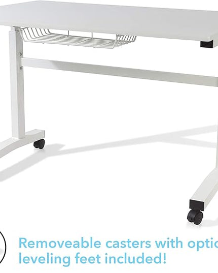NicBex Office Desks Sit Stand Desk with Casters Height Adjustable Home Office Desks with Side Crank (Switchable Either Side, Left or Right Side Crank) for Living Room, Home Office, Study Room, White - LeafyLoom
