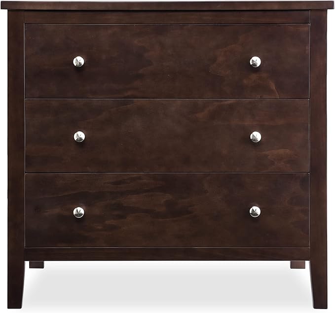 Delta Children Campbell 3 Drawer Dresser, Walnut Espresso - LeafyLoom