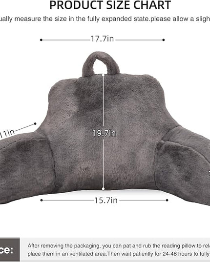 Aimuan Reading Pillow Bed Rest Wedge Large Adult Backrest Pillow with Arms Back Support for Sitting Up in Bed Cushion Incline Rest Sleeping Snoring Pillow, Grey Large - LeafyLoom