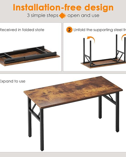 Need 47 inches Computer Desk Office Desk Folding Table with BIFMA Certification Computer Table Workstation, Rustic Brown AC5FB-120 - LeafyLoom