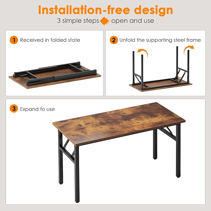 Need 47 inches Computer Desk Office Desk Folding Table with BIFMA Certification Computer Table Workstation, Rustic Brown AC5FB-120 - LeafyLoom