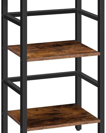 HOOBRO 3 Tier Bookshelf, Narrow Bookshelf, Record Storage Rack with Side Fence, Wooden Free-Standing Shelf Units, Narrow Display Shelf for Living Room, Bedroom, Classroom, Rustic Brown BF80CJ01 - LeafyLoom
