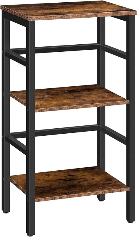 HOOBRO 3 Tier Bookshelf, Narrow Bookshelf, Record Storage Rack with Side Fence, Wooden Free-Standing Shelf Units, Narrow Display Shelf for Living Room, Bedroom, Classroom, Rustic Brown BF80CJ01 - LeafyLoom
