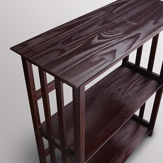Casual Home Mission Style 3-Shelf Bookcase, Espresso - LeafyLoom