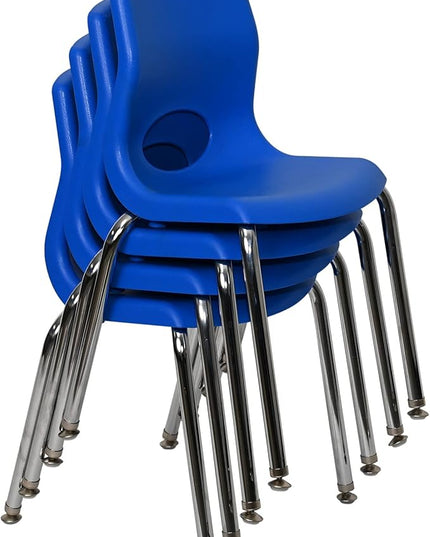 Angeles H, Blue with Chrome Legs, 4 Pack MyPosture Children's Chair, 14-inch - LeafyLoom