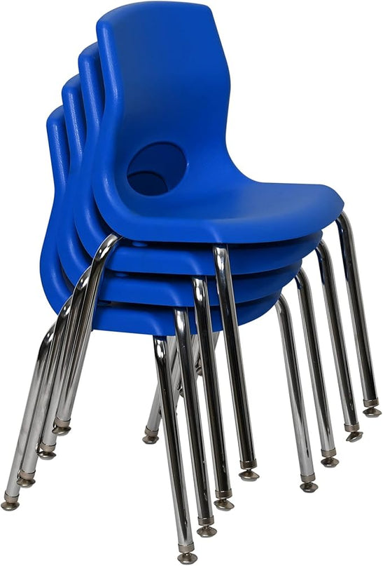 Angeles H, Blue with Chrome Legs, 4 Pack MyPosture Children's Chair, 14-inch - LeafyLoom