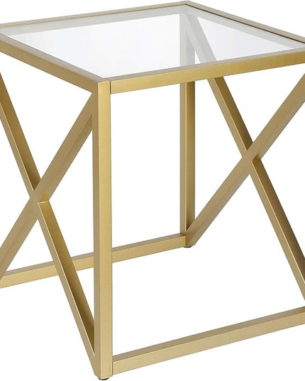 Henn&Hart Calix Side Table, 20" Wide, Gold - LeafyLoom