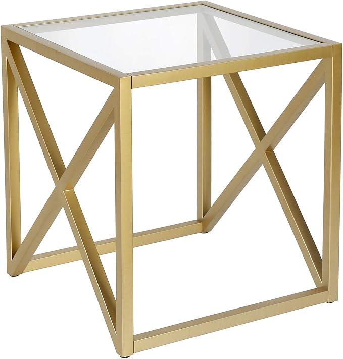 Henn&Hart Calix Side Table, 20" Wide, Gold - LeafyLoom