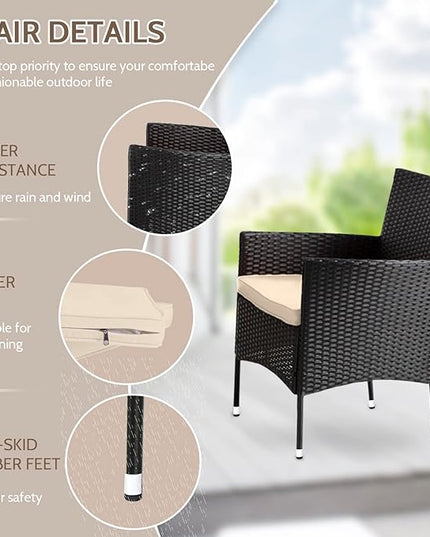 FDW Patio Furniture Set 4 Pieces Outdoor Rattan Chair Wicker Sofa Garden Conversation Bistro Sets for Yard,Pool or Backyard - LeafyLoom