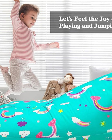 Jorbest Unicorns Stuffed Animal Storage Bean Bag Chair for Kids and Adults, Unicorns Rainbow Bean Bag Stuffed Animal Storage, Luxury Velvet Stuffie Seat - Cover ONLY (200L/52 Gal, Rainbow) - LeafyLoom