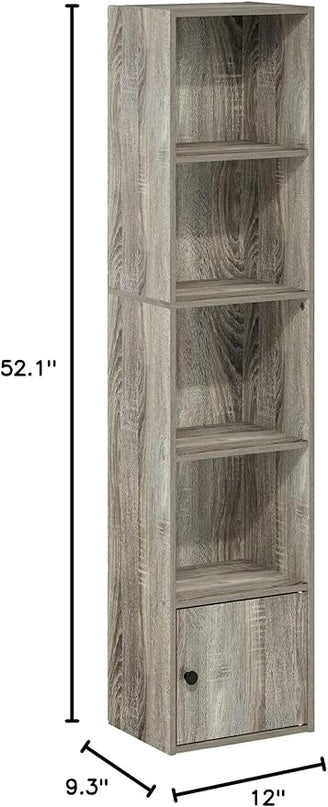 Furinno Luder Shelf Bookcase with 1 Door Storage Cabinet, French Oak - LeafyLoom
