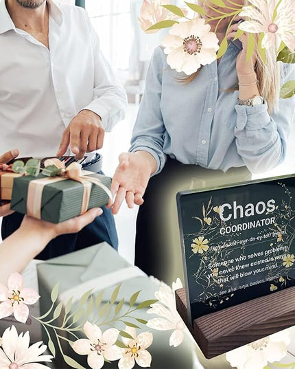 Chaos Coordinator Gifts for Women Office Manager Gifts for Women Desk Accessories for Women Office Funny Chaos Coordinator Desk Sign Cute Desk Accessories Set for Women Office ads2 black - LeafyLoom