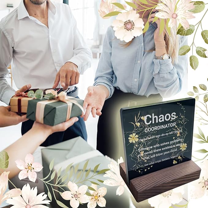 Chaos Coordinator Gifts for Women Office Manager Gifts for Women Desk Accessories for Women Office Funny Chaos Coordinator Desk Sign Cute Desk Accessories Set for Women Office ads2 black - LeafyLoom
