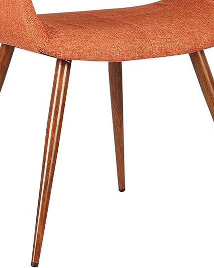 Armen Living Phoebe Mid-Century Modern Fabric Upholstered Dining Chair for Kitchen Table Office Desk Vanity, 24D x 25W x 33H Inch, Orange - LeafyLoom