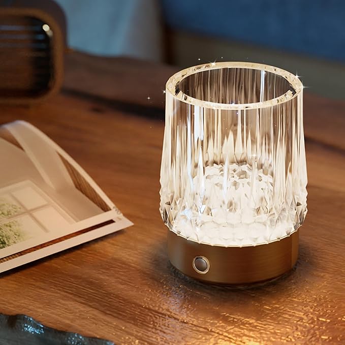 KOSTA Crystal Table Lamp Premium Vase Rechargeable Crystal Vase Lamp Heavy Handmade Modern Vases for Decor Home Bedroom Kitchen Office Living Room Birthday Gift - LeafyLoom