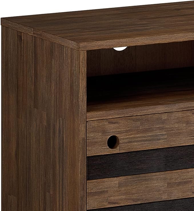 SIMPLIHOME Clarkson SOLID ACACIA WOOD 54 Inch Wide Mid Century Design TV Media Stand in Rustic Natural Aged Brown for TVs up to 60 Inches, For the Living Room and Entertainment Center - LeafyLoom