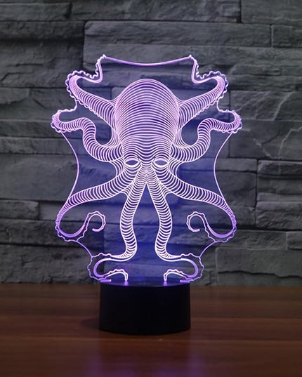 3D Octopus Night Light USB Powered Remote Control Touch Switch Decor Table Optical Illusion Lamps 7/16 Color Changing LED Lamp Xmas Home Love Brithday Children Kids Toy Gift - LeafyLoom